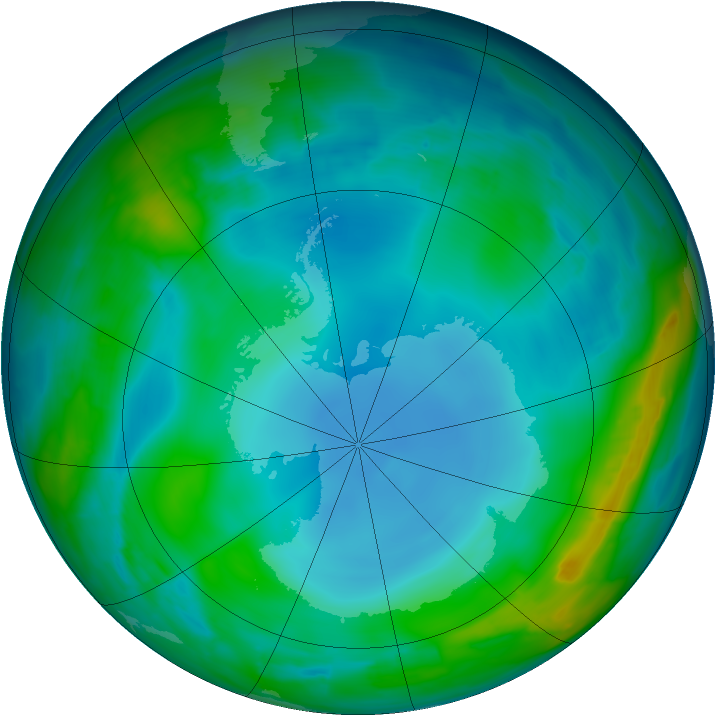 Antarctic ozone map for 05 June 2014